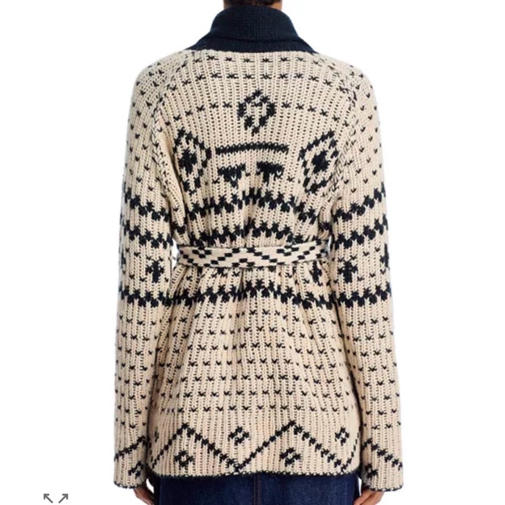 THE GREAT. Shepherd reversible cardigan Navy and Cream Knit. SOLD OUT ONLINE - Picture 5 of 13